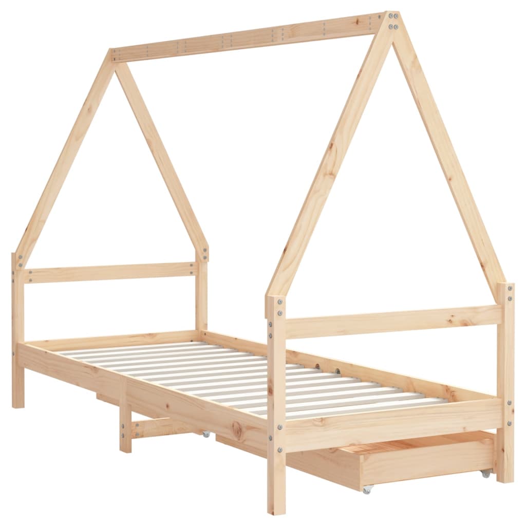 Kinderbedframe met lades 80x160 cm massief grenenhout