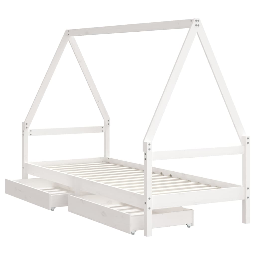 Kinderbedframe met lades 80x160 cm massief grenenhout