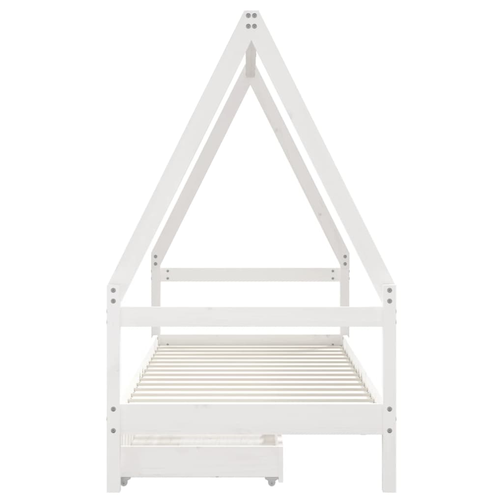 Kinderbedframe met lades 80x160 cm massief grenenhout