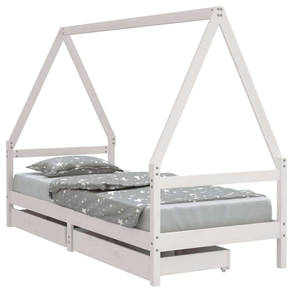 Kinderbedframe met lades 80x160 cm massief grenenhout