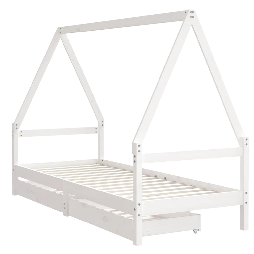 Kinderbedframe met lades 80x160 cm massief grenenhout