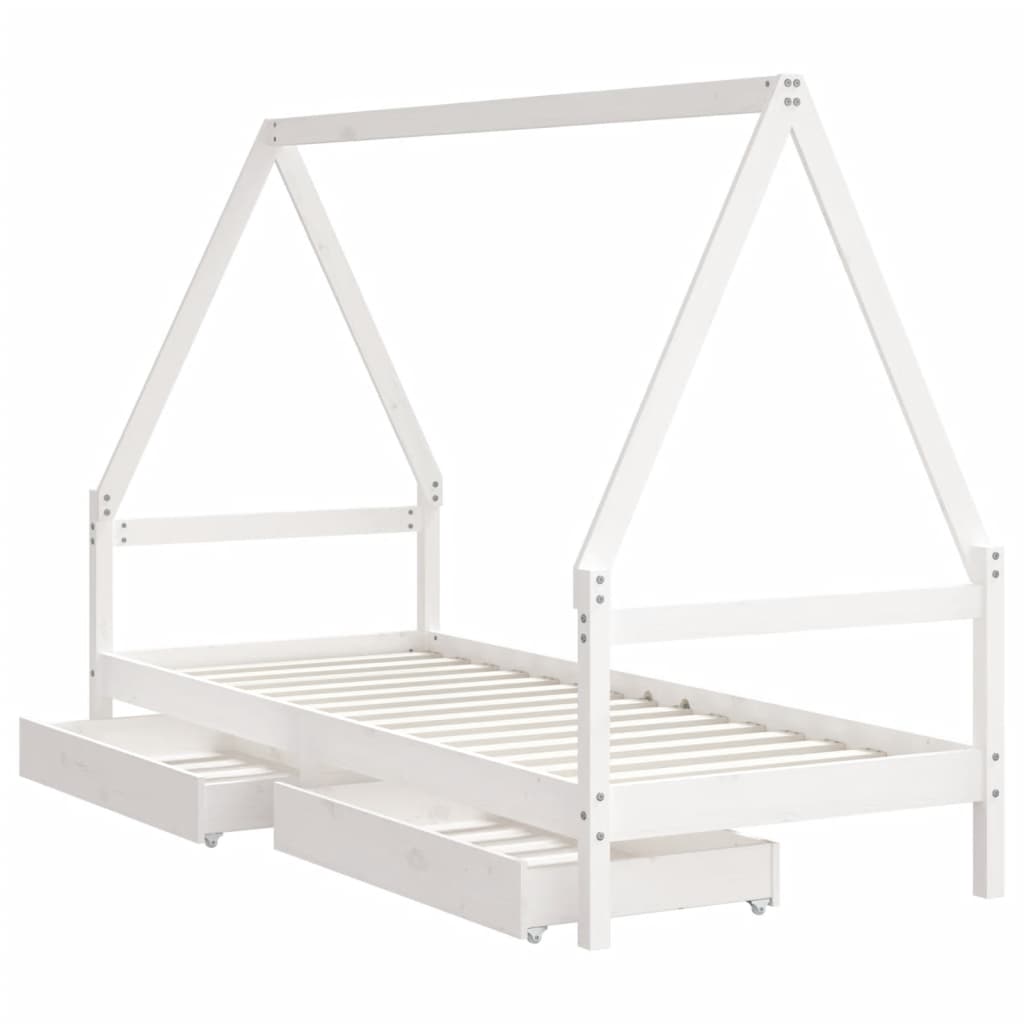 Kinderbedframe met lades 80x160 cm massief grenenhout