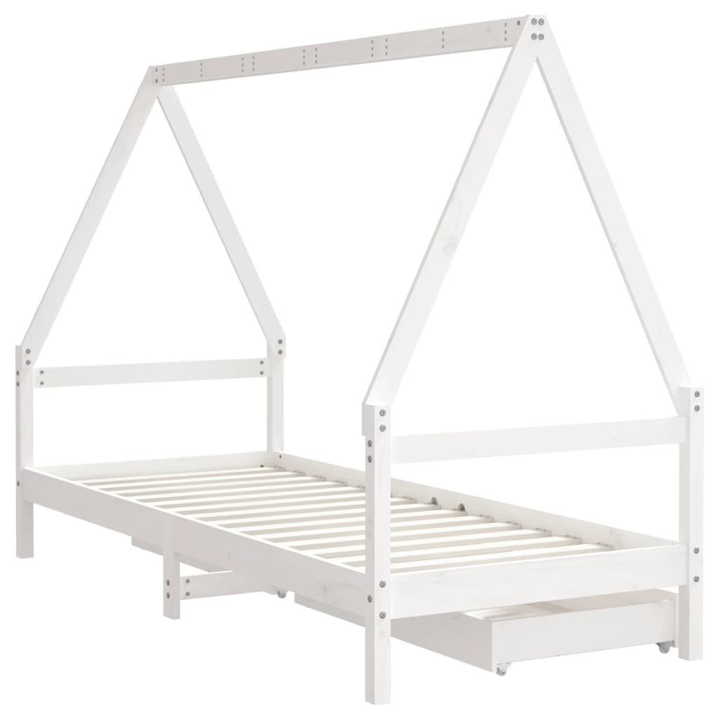 Kinderbedframe met lades 80x160 cm massief grenenhout