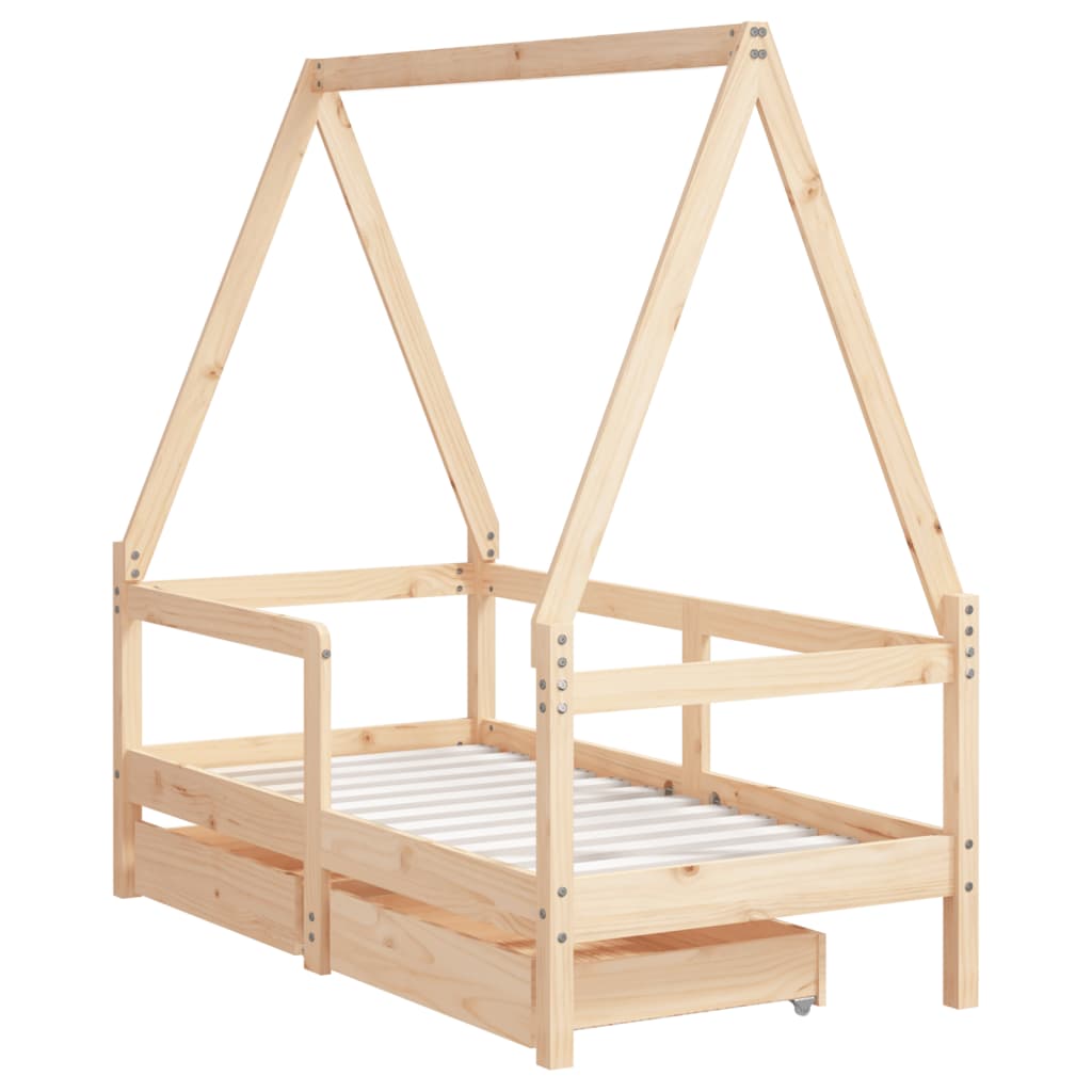 Kinderbedframe met lades 80x160 cm massief grenenhout