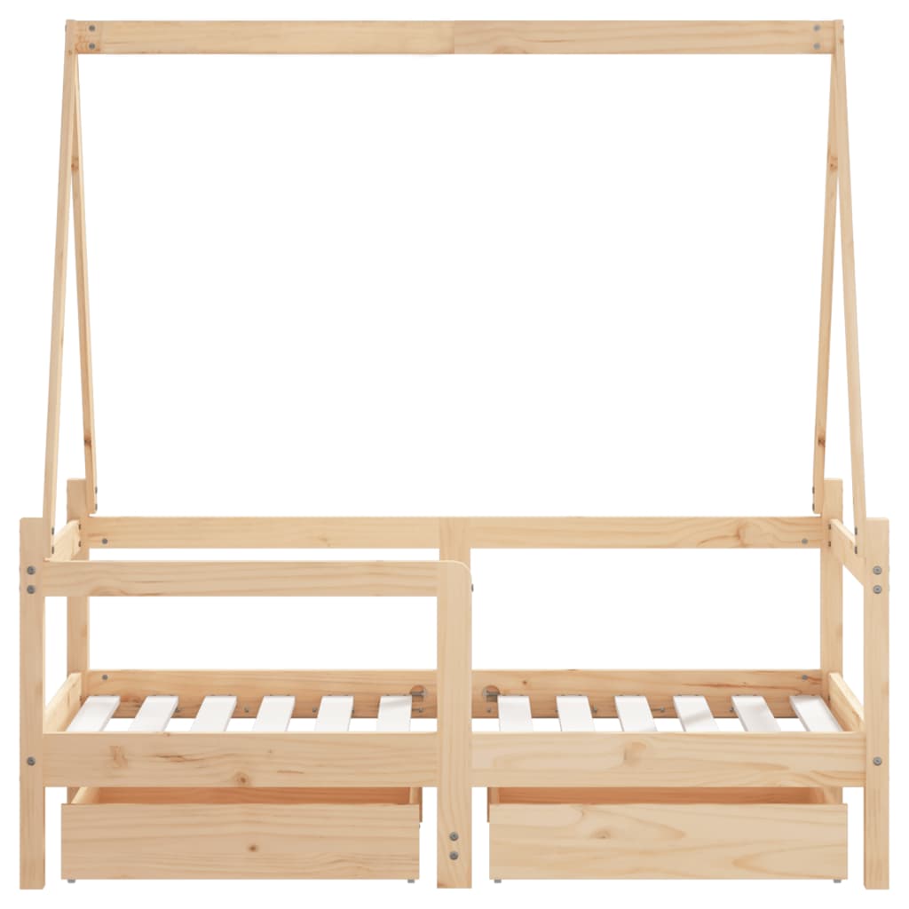 Kinderbedframe met lades 80x160 cm massief grenenhout