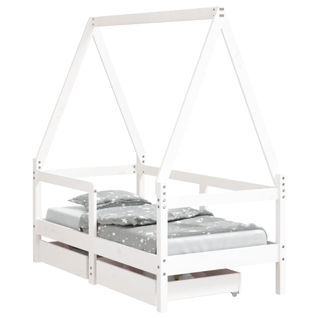 Kinderbedframe met lades 80x160 cm massief grenenhout