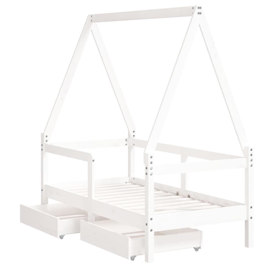 Kinderbedframe met lades 80x160 cm massief grenenhout