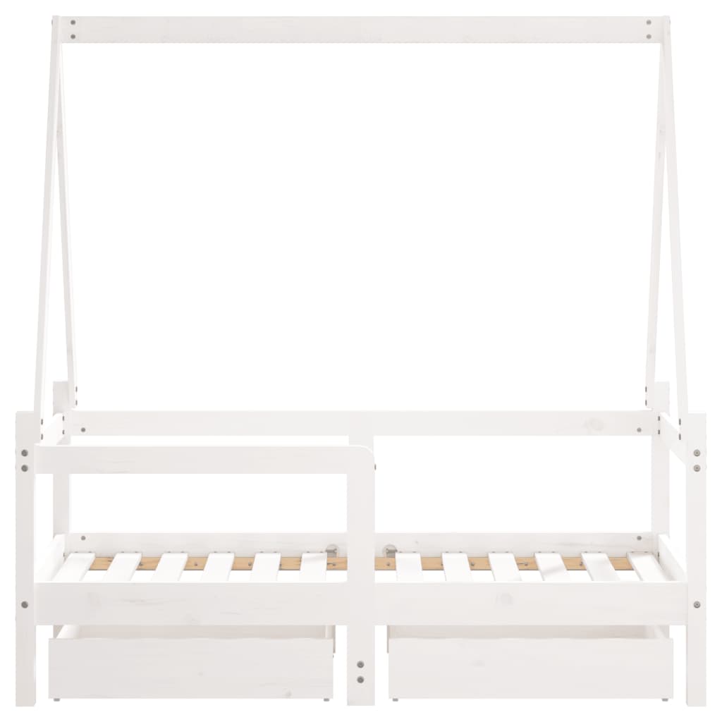 Kinderbedframe met lades 80x160 cm massief grenenhout