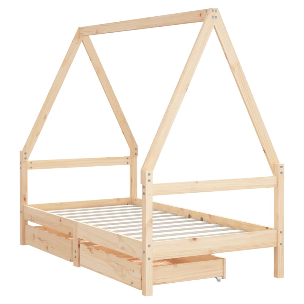 Kinderbedframe met lades 80x160 cm massief grenenhout