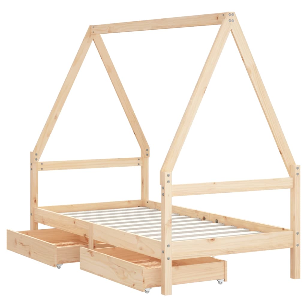 Kinderbedframe met lades 80x160 cm massief grenenhout