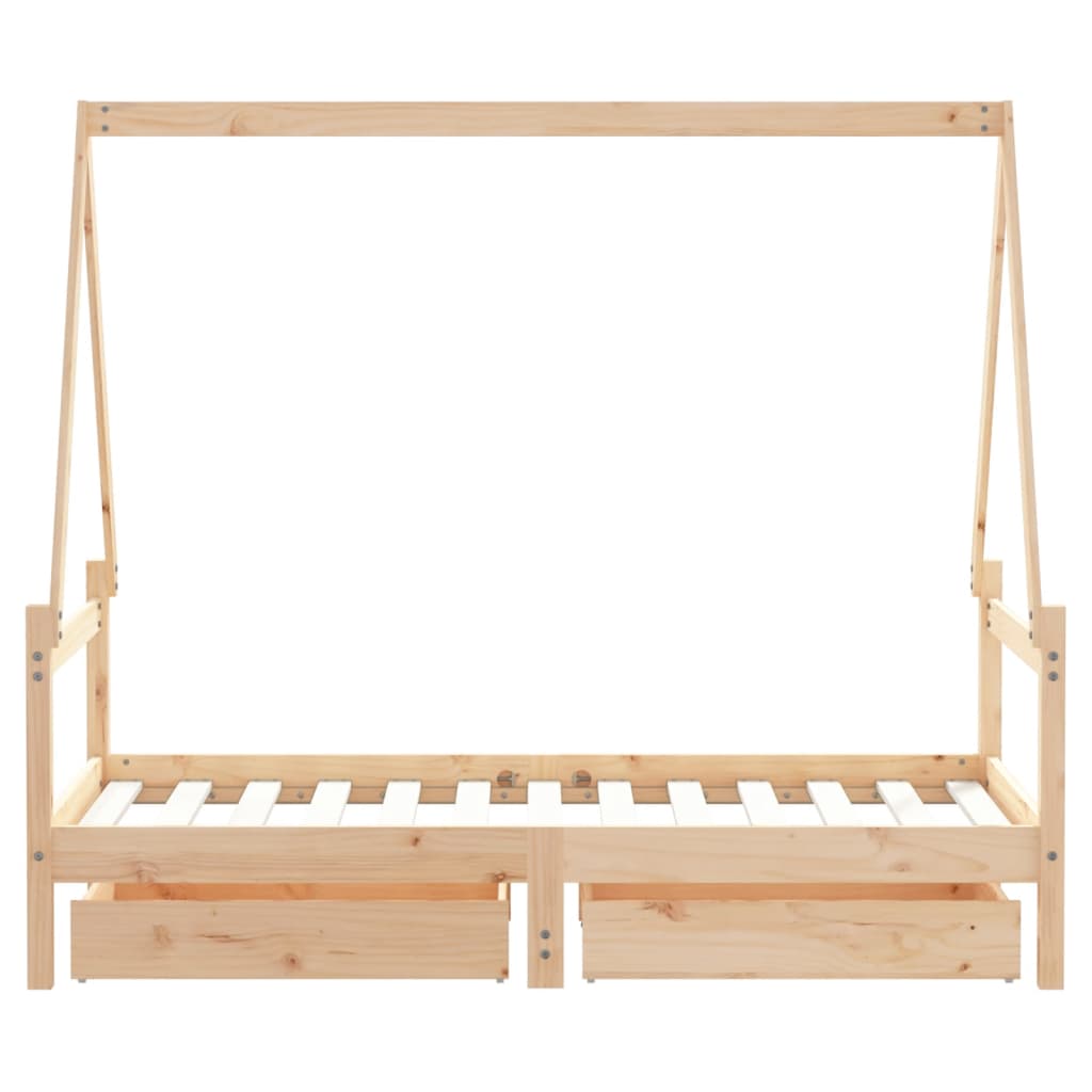 Kinderbedframe met lades 80x160 cm massief grenenhout