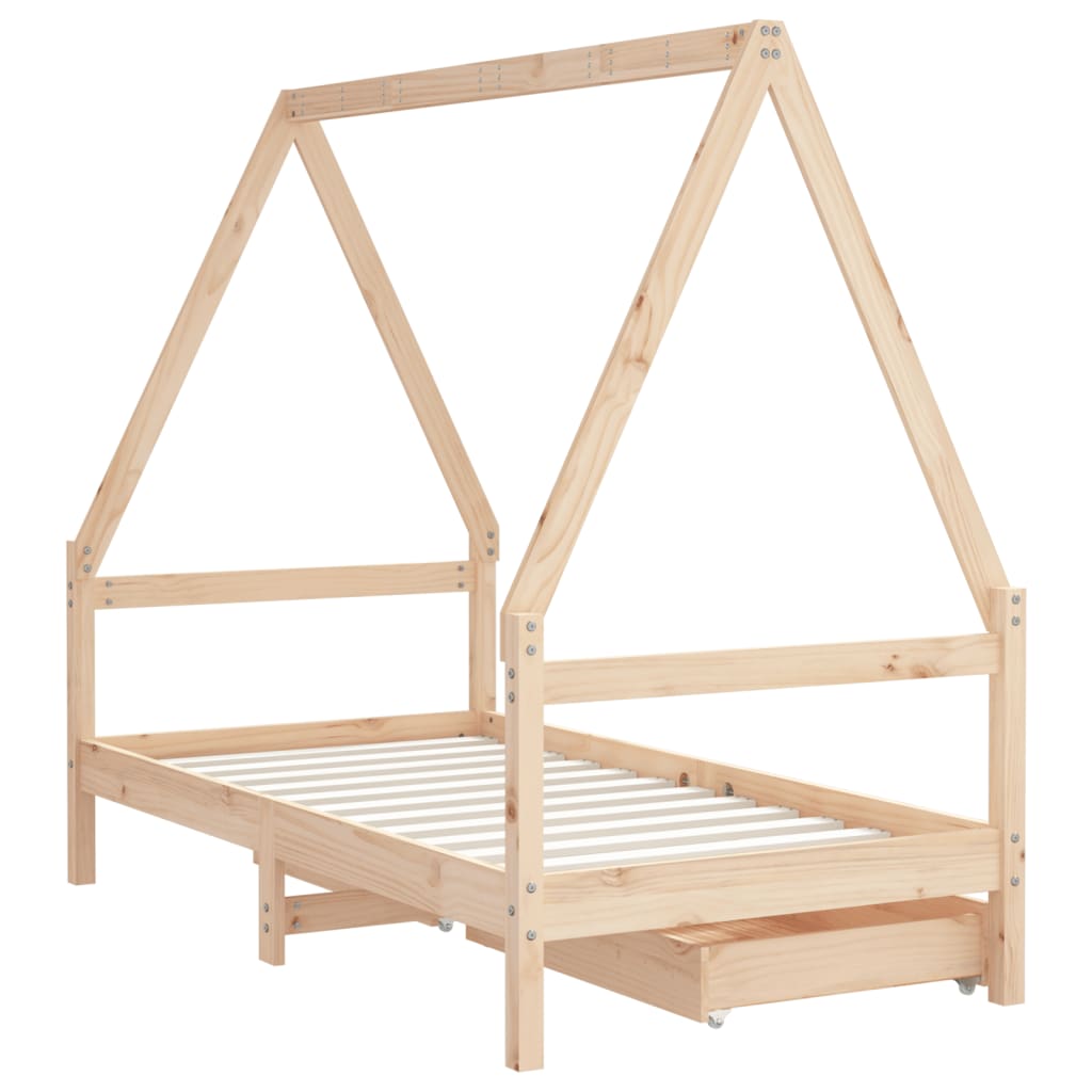 Kinderbedframe met lades 80x160 cm massief grenenhout