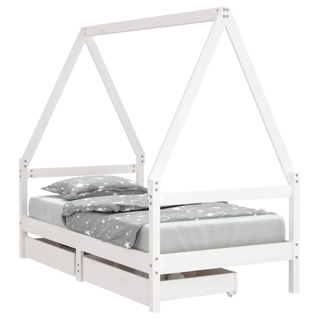 Kinderbedframe met lades 80x160 cm massief grenenhout