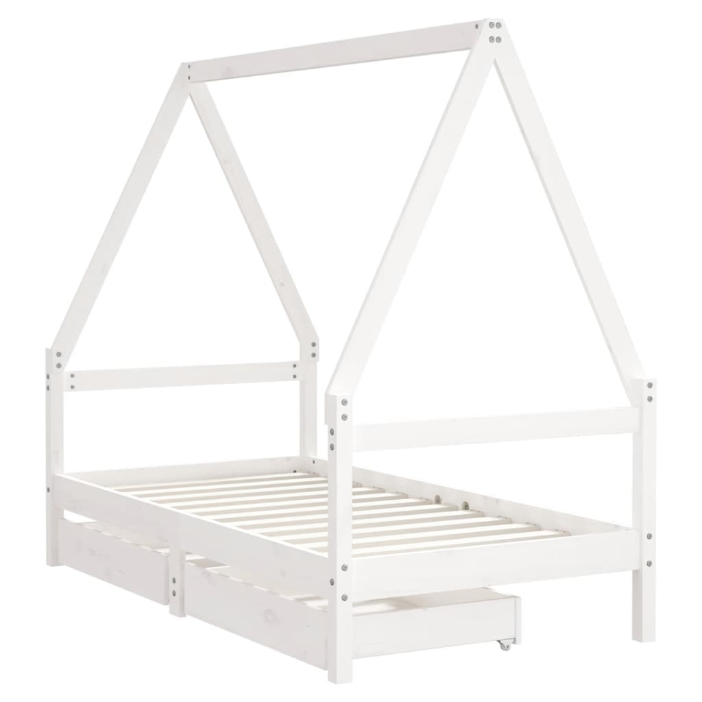 Kinderbedframe met lades 80x160 cm massief grenenhout