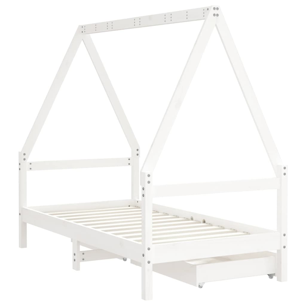 Kinderbedframe met lades 80x160 cm massief grenenhout