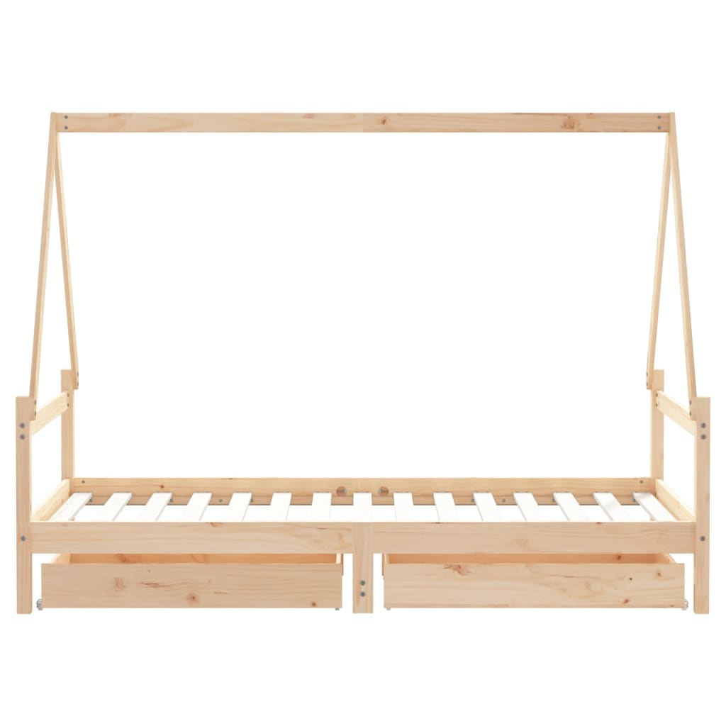 Kinderbedframe met lades 80x160 cm massief grenenhout