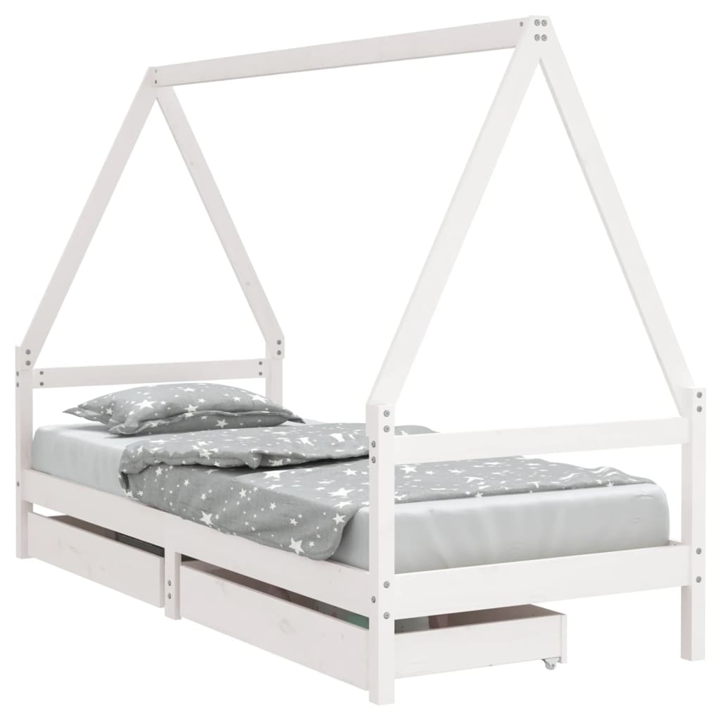 Kinderbedframe met lades 80x160 cm massief grenenhout