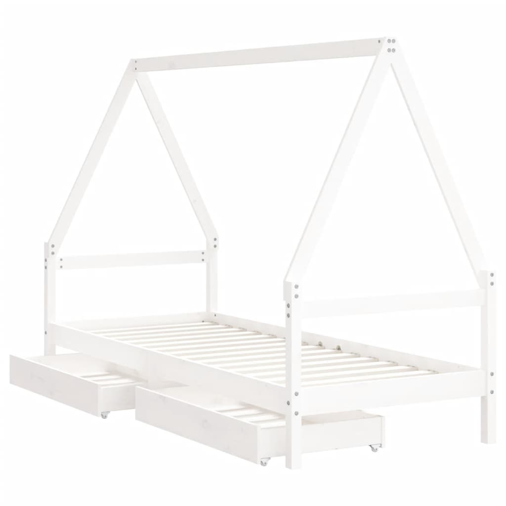 Kinderbedframe met lades 80x160 cm massief grenenhout