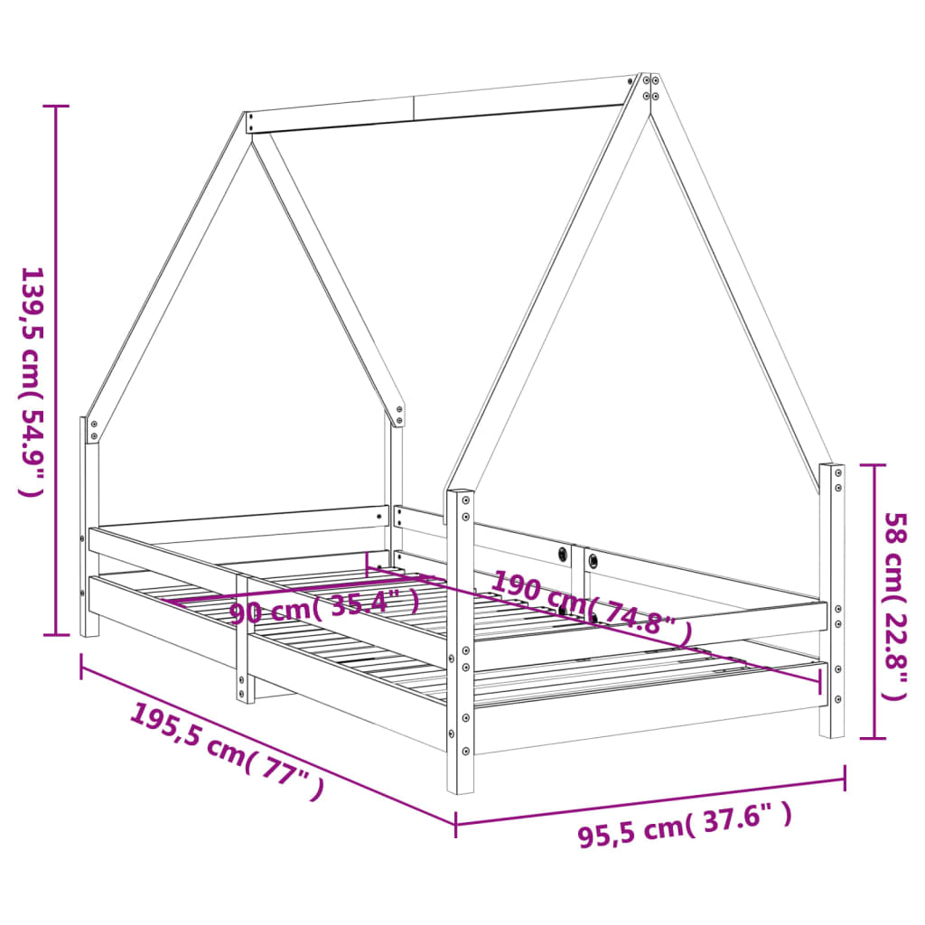 Kinderbedframe 80x160 cm massief grenenhout