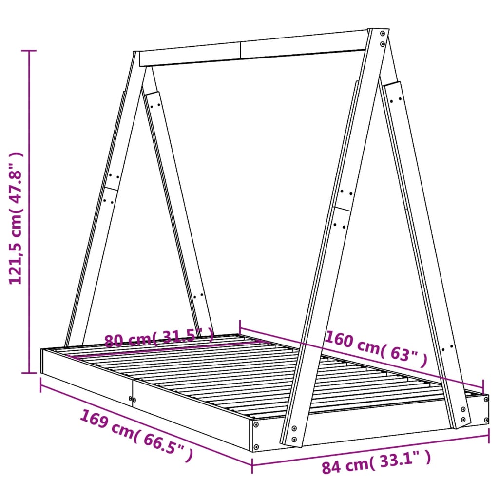 Kinderbedframe 80x200 cm massief grenenhout