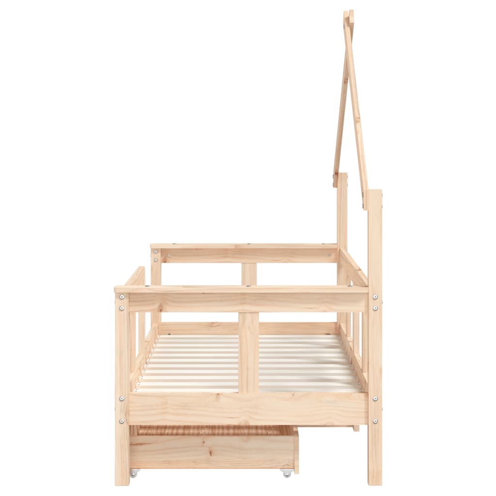 Kinderbedframe met lades 70x140 cm massief grenenhout