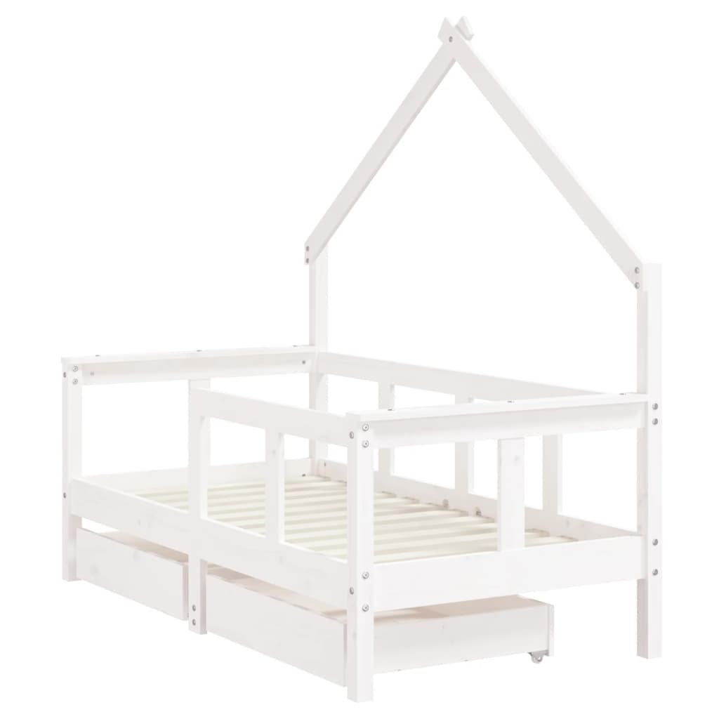 Kinderbedframe met lades 70x140 cm massief grenenhout