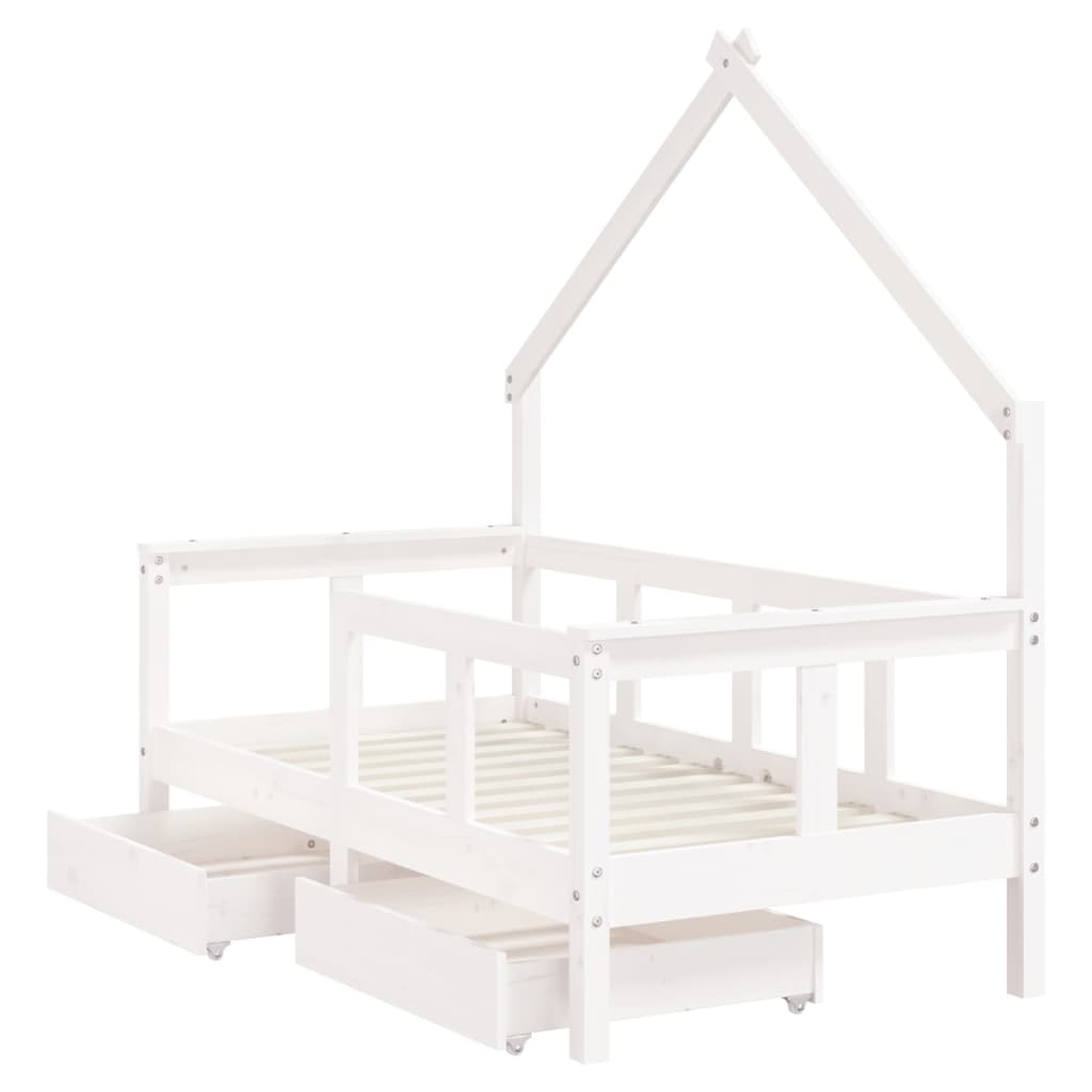 Kinderbedframe met lades 70x140 cm massief grenenhout