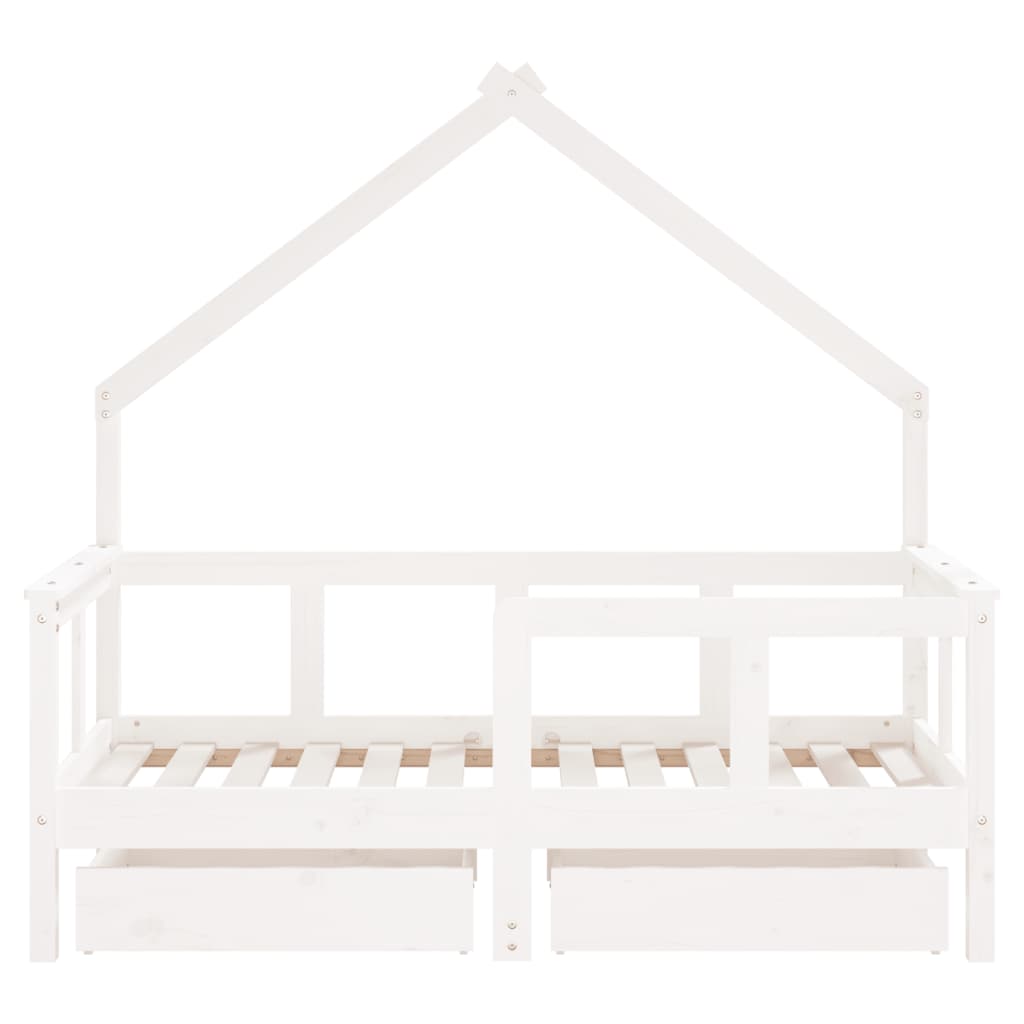 Kinderbedframe met lades 70x140 cm massief grenenhout