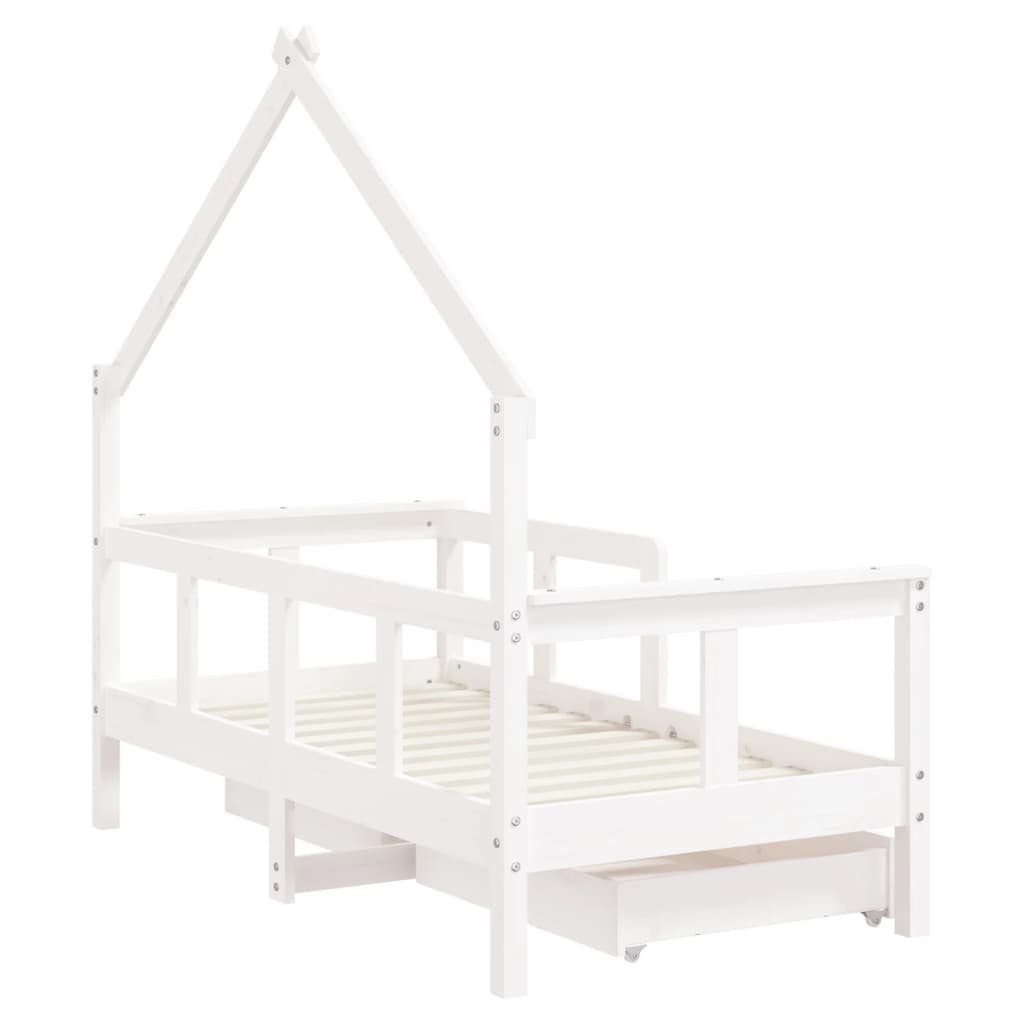 Kinderbedframe met lades 70x140 cm massief grenenhout