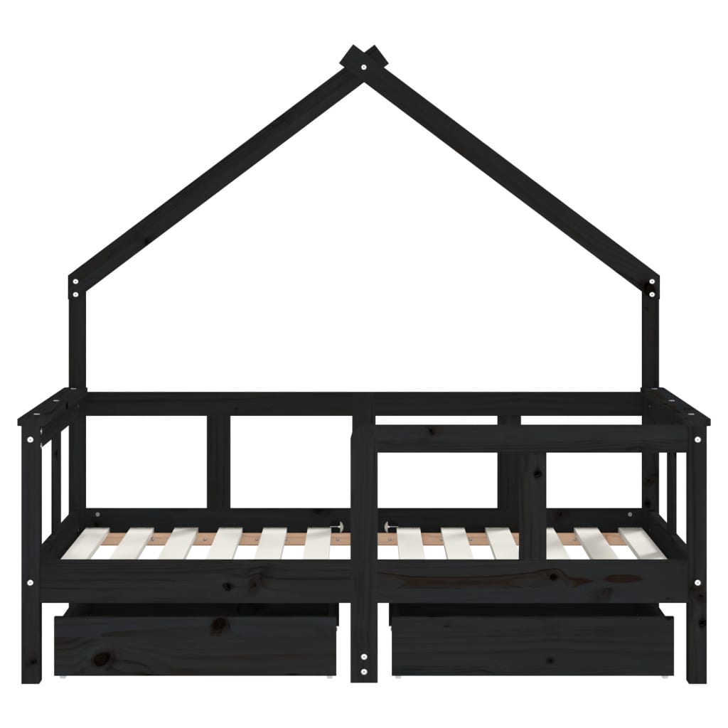 Kinderbedframe met lades 70x140 cm massief grenenhout