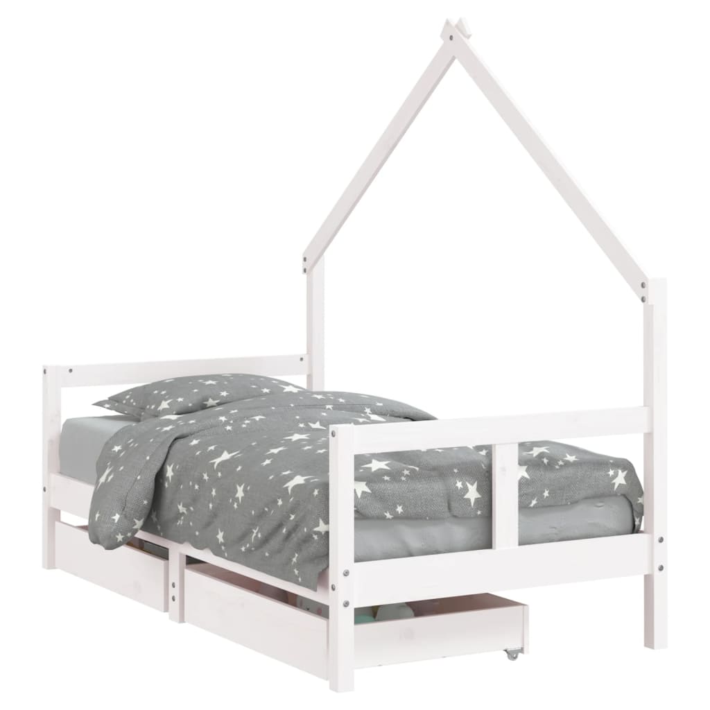 Kinderbedframe met lades 70x140 cm massief grenenhout