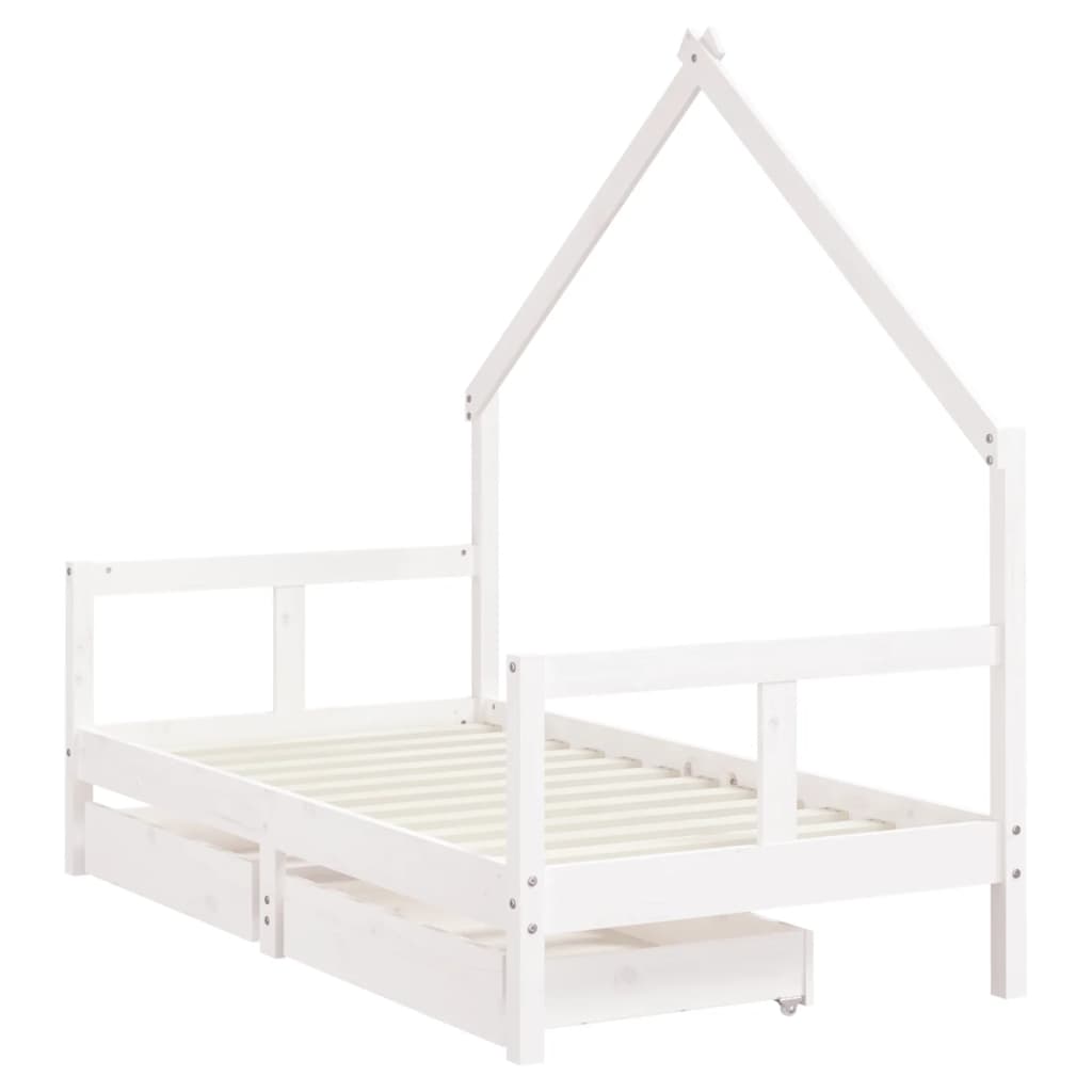 Kinderbedframe met lades 70x140 cm massief grenenhout