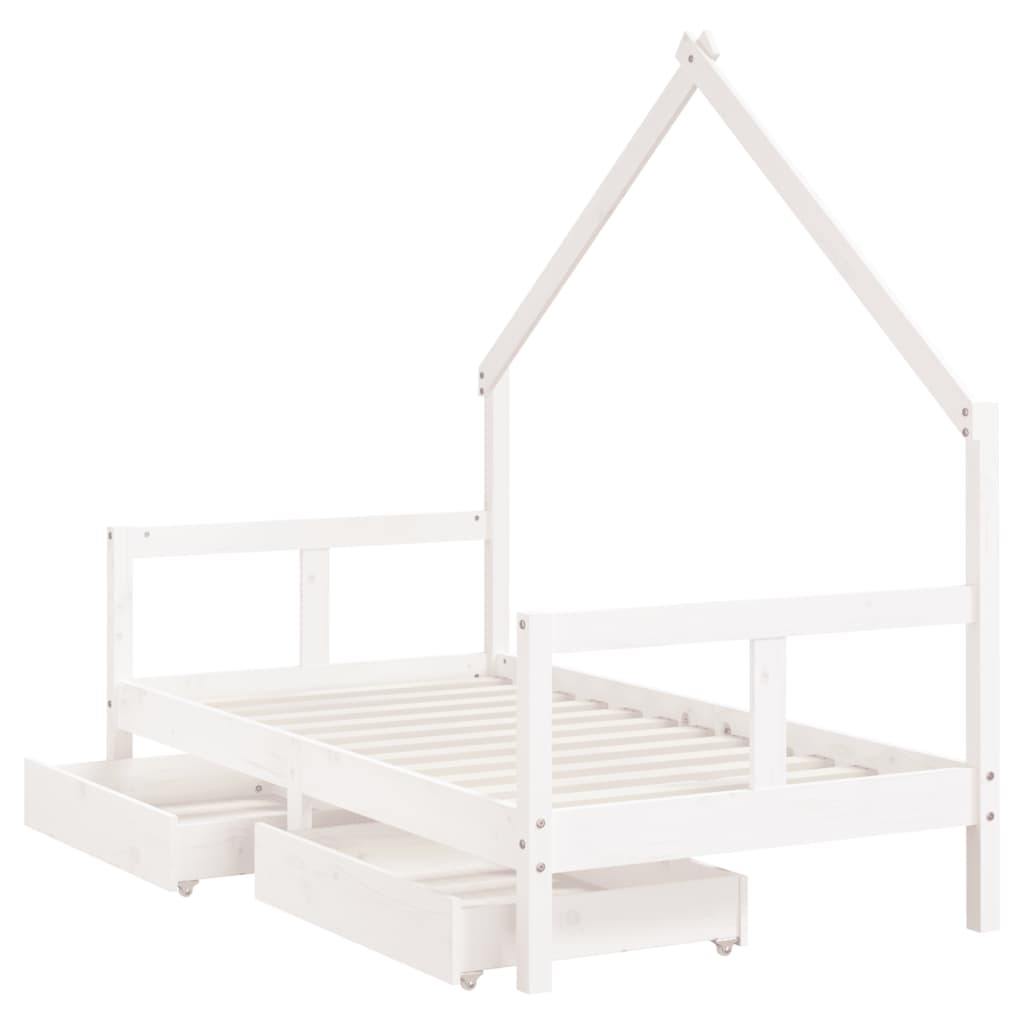 Kinderbedframe met lades 70x140 cm massief grenenhout