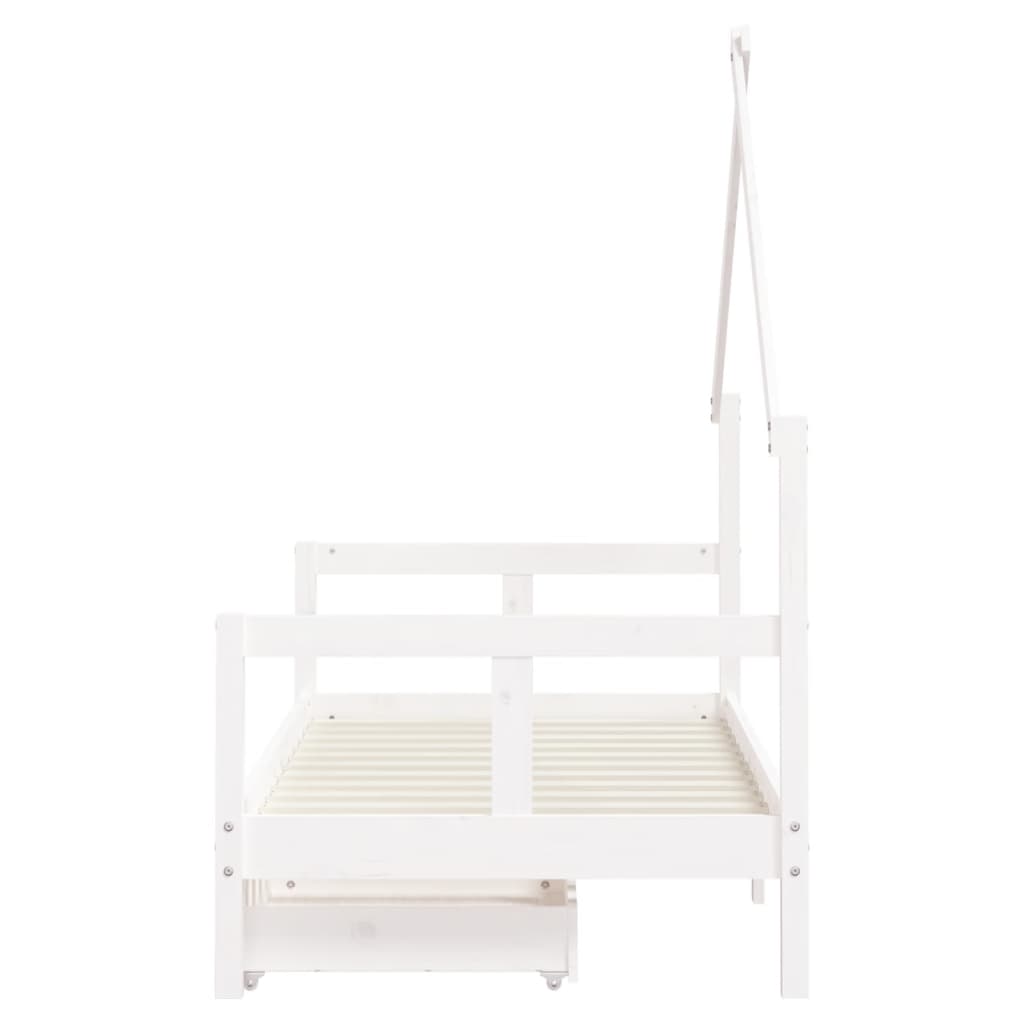 Kinderbedframe met lades 70x140 cm massief grenenhout