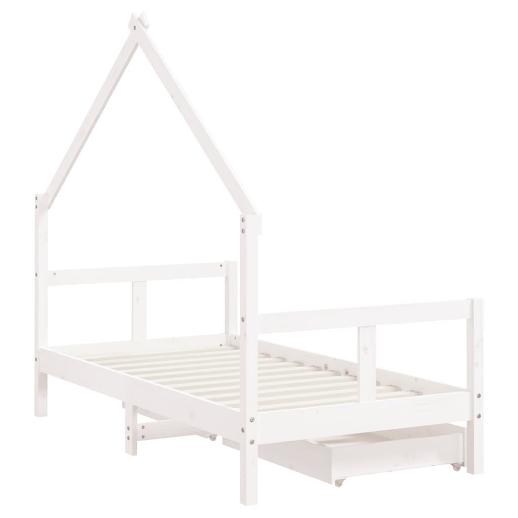 Kinderbedframe met lades 70x140 cm massief grenenhout