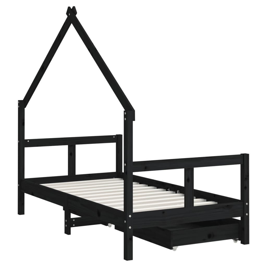 Kinderbedframe met lades 70x140 cm massief grenenhout