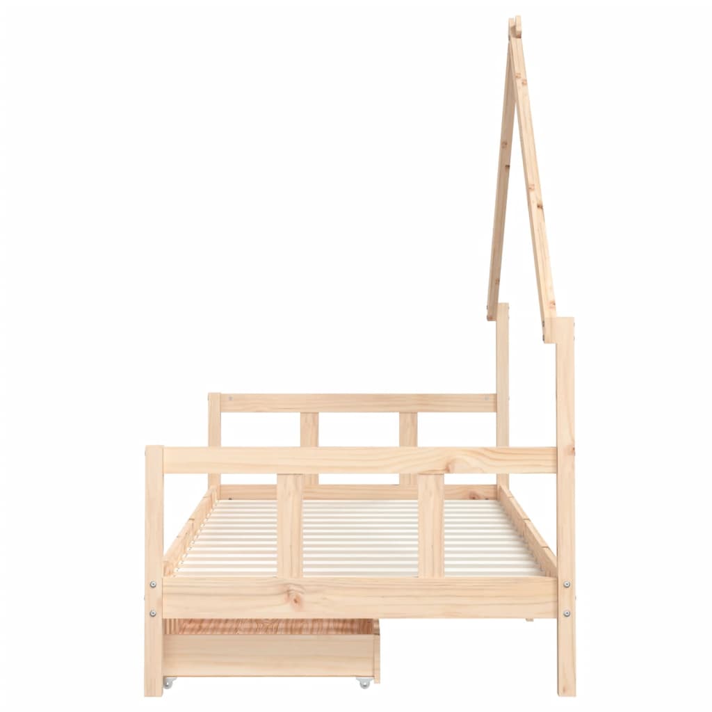 Kinderbedframe met lades 70x140 cm massief grenenhout