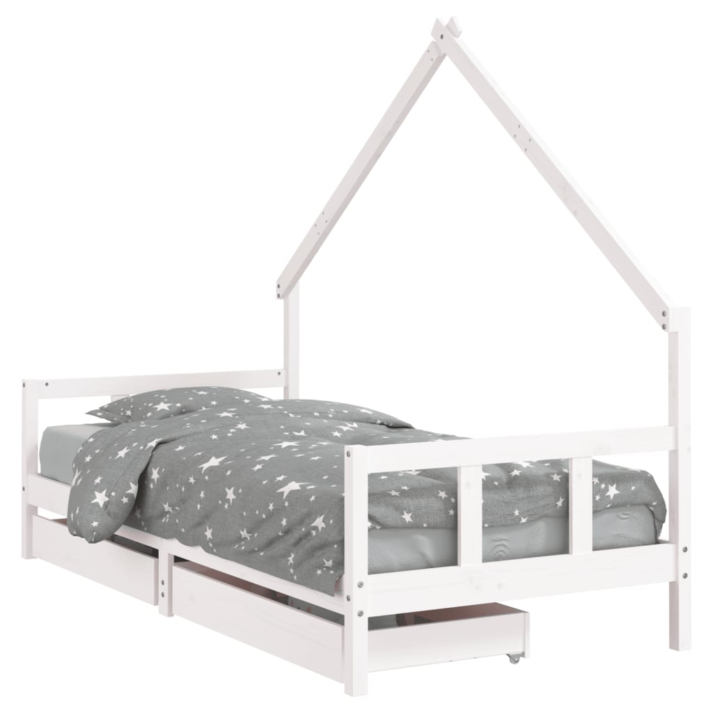 Kinderbedframe met lades 70x140 cm massief grenenhout