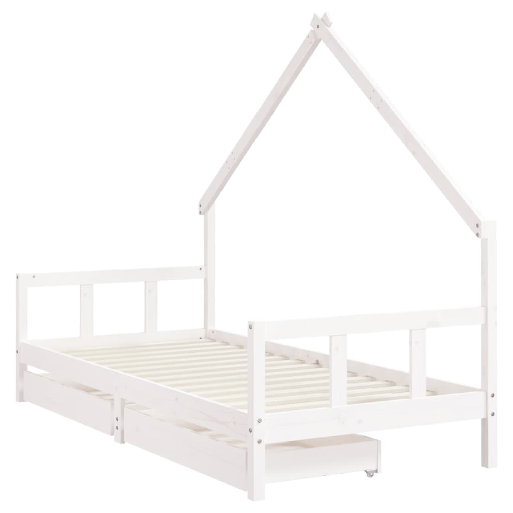 Kinderbedframe met lades 70x140 cm massief grenenhout