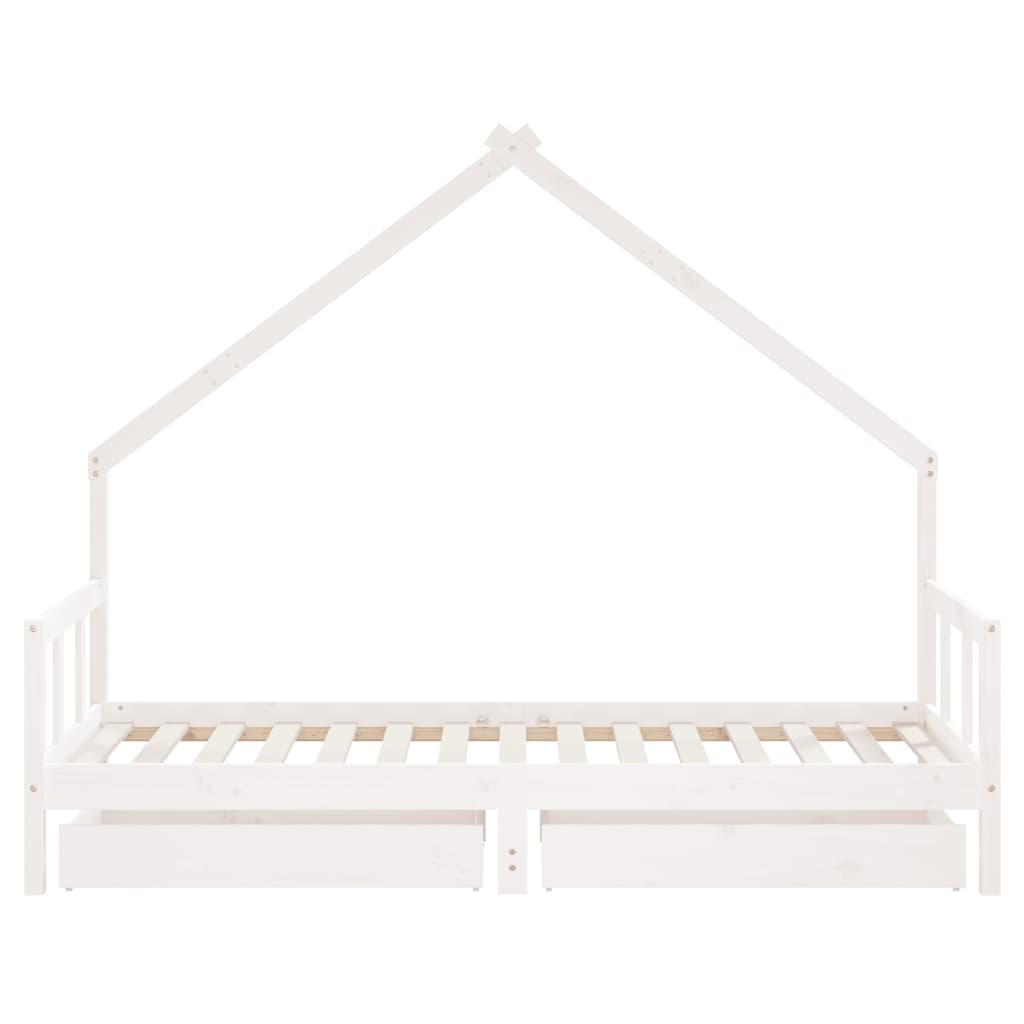 Kinderbedframe met lades 70x140 cm massief grenenhout