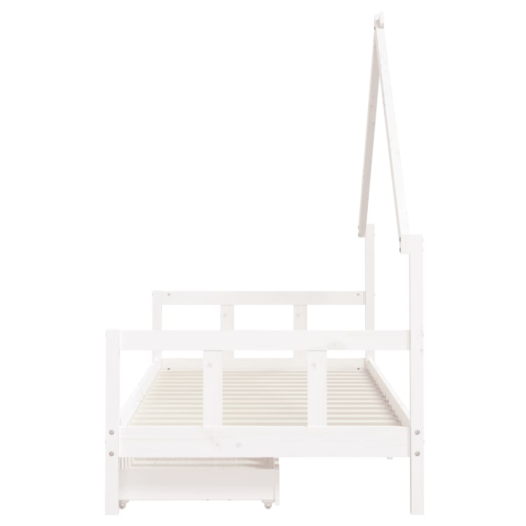 Kinderbedframe met lades 70x140 cm massief grenenhout