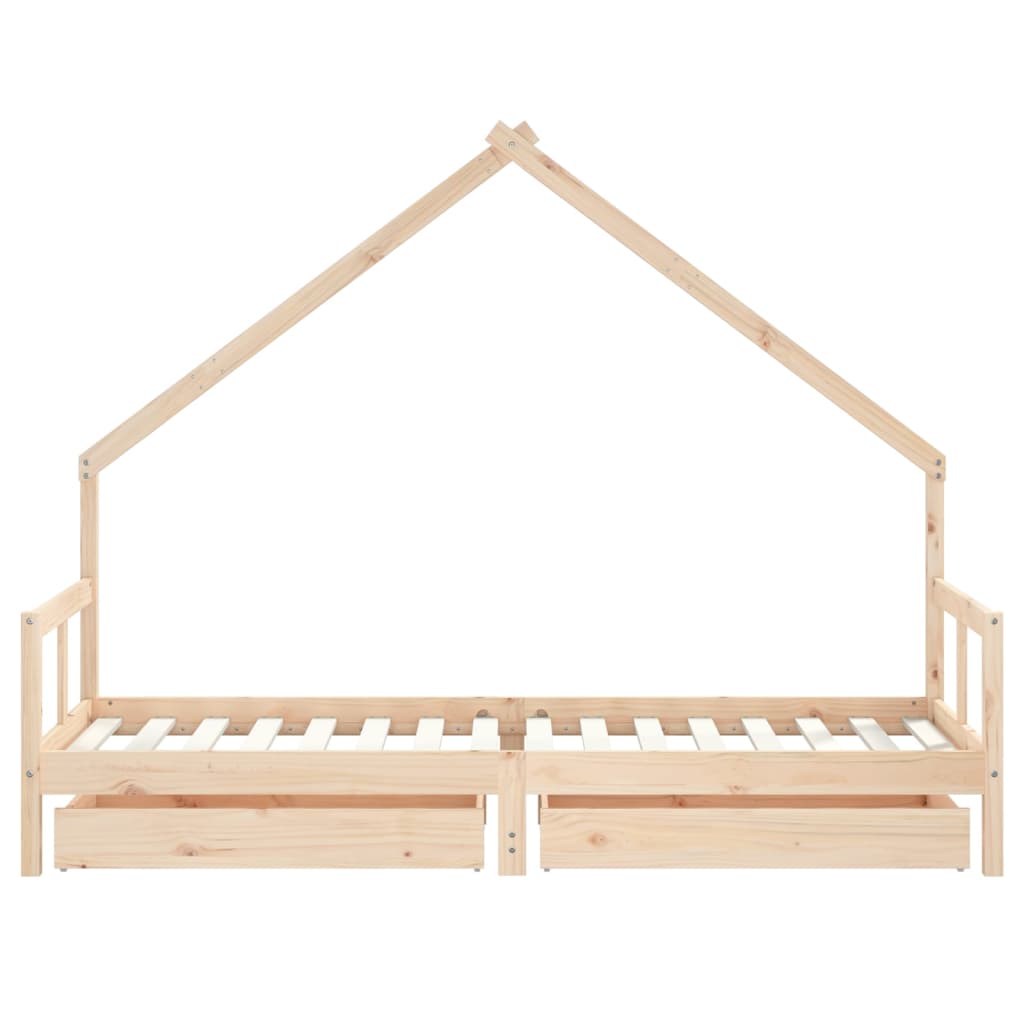 Kinderbedframe met lades 70x140 cm massief grenenhout