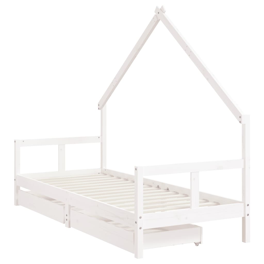 Kinderbedframe met lades 70x140 cm massief grenenhout