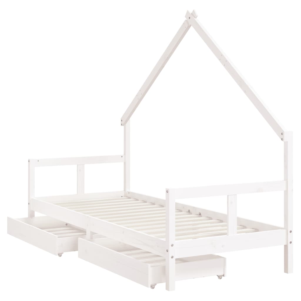 Kinderbedframe met lades 70x140 cm massief grenenhout