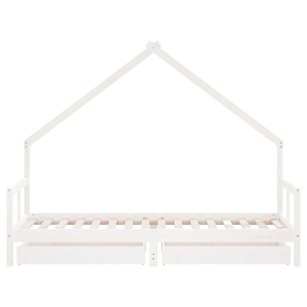 Kinderbedframe met lades 70x140 cm massief grenenhout