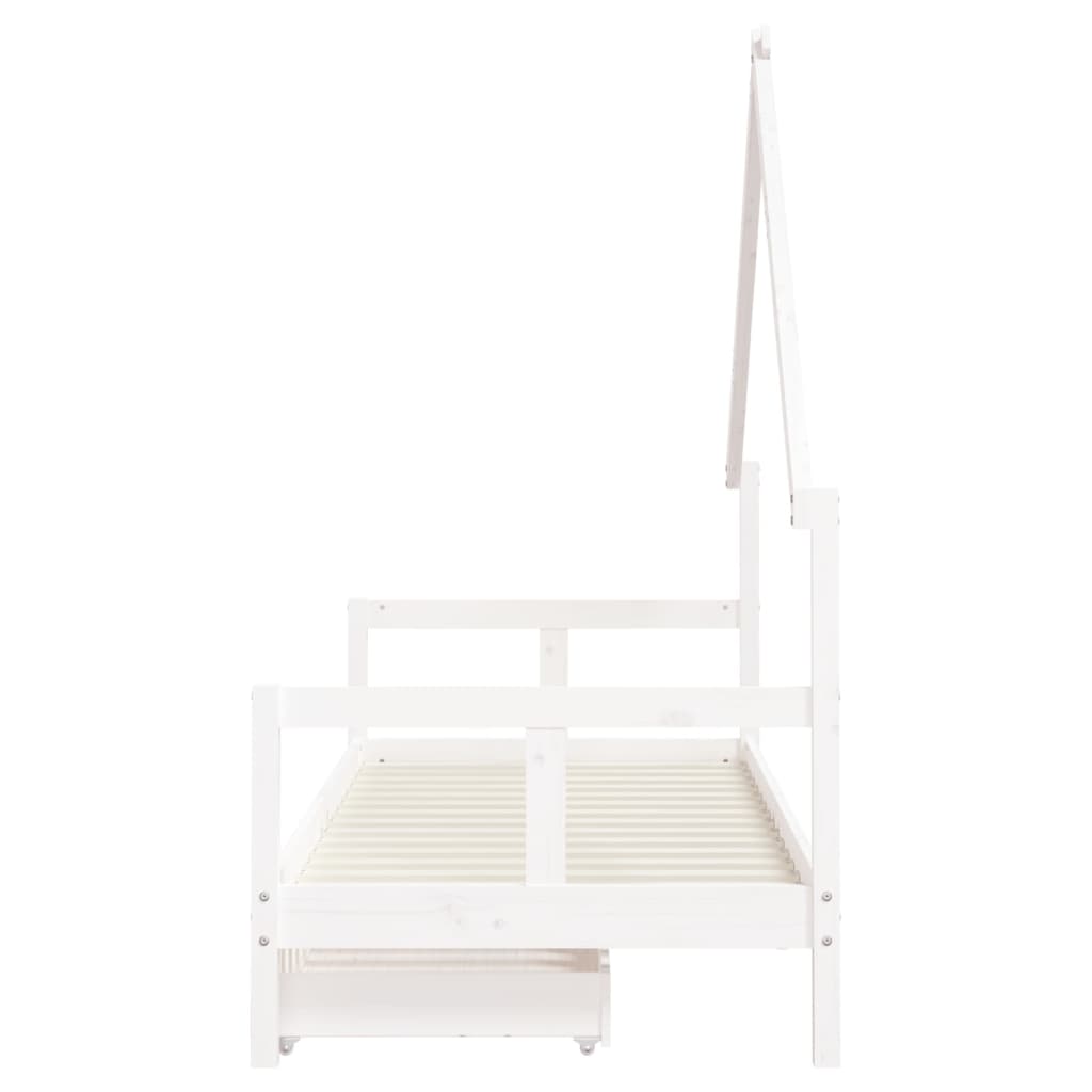 Kinderbedframe met lades 70x140 cm massief grenenhout