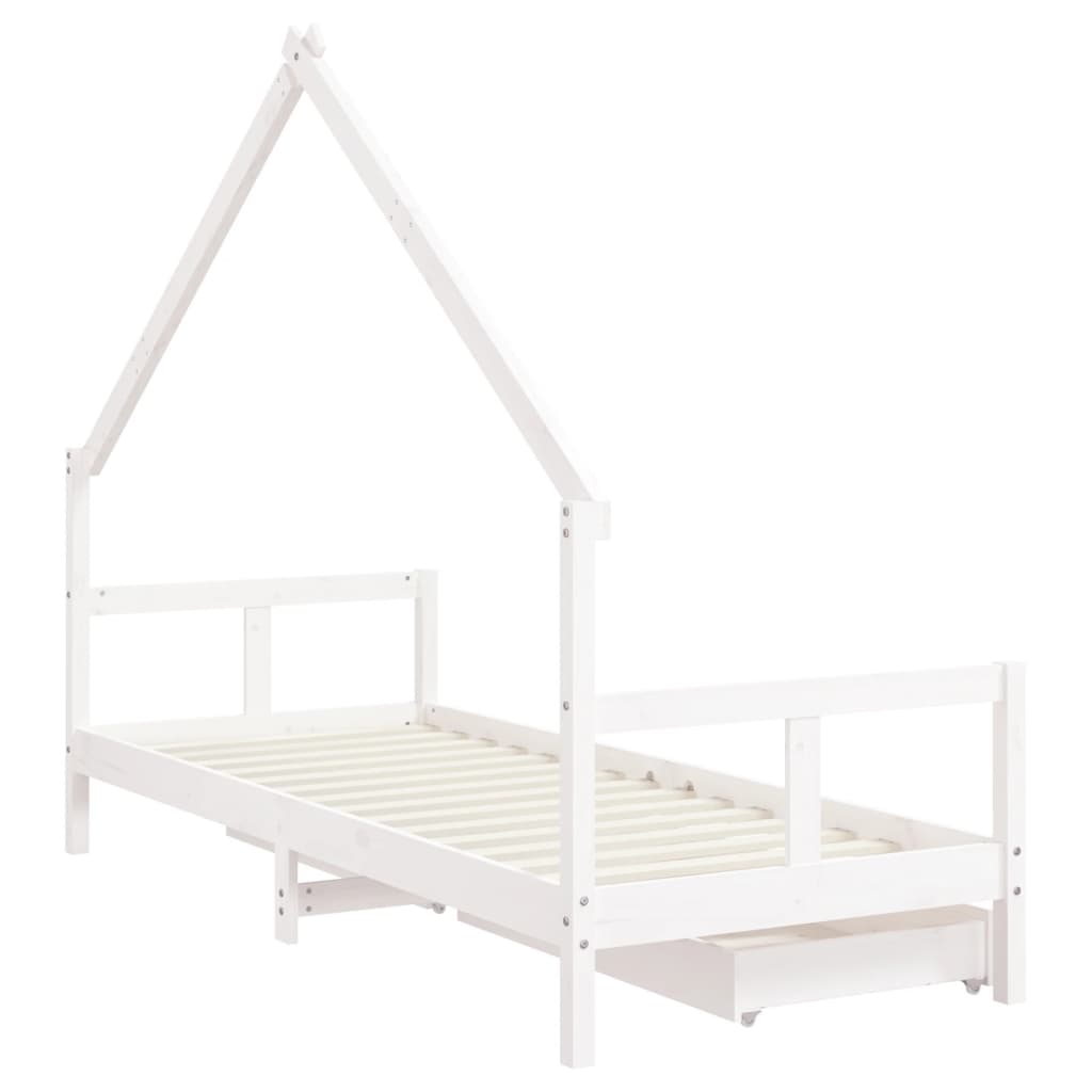 Kinderbedframe met lades 70x140 cm massief grenenhout