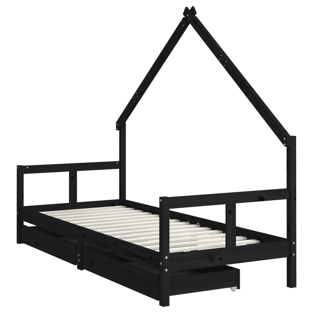 Kinderbedframe met lades 70x140 cm massief grenenhout