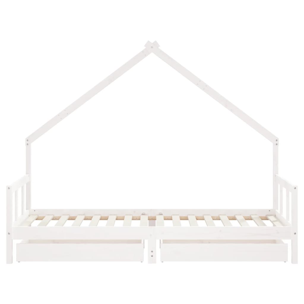 Kinderbedframe met lades 70x140 cm massief grenenhout