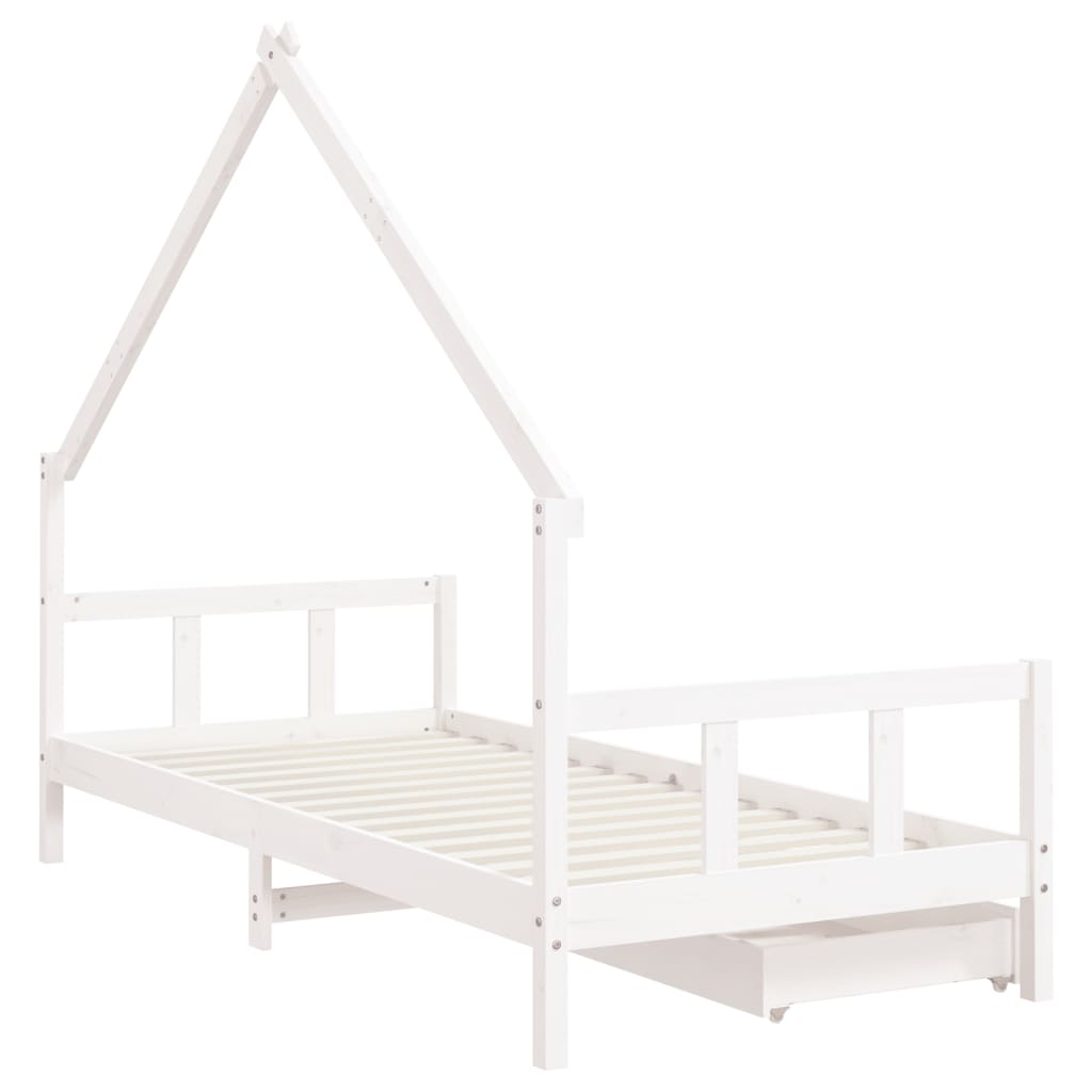 Kinderbedframe met lades 70x140 cm massief grenenhout